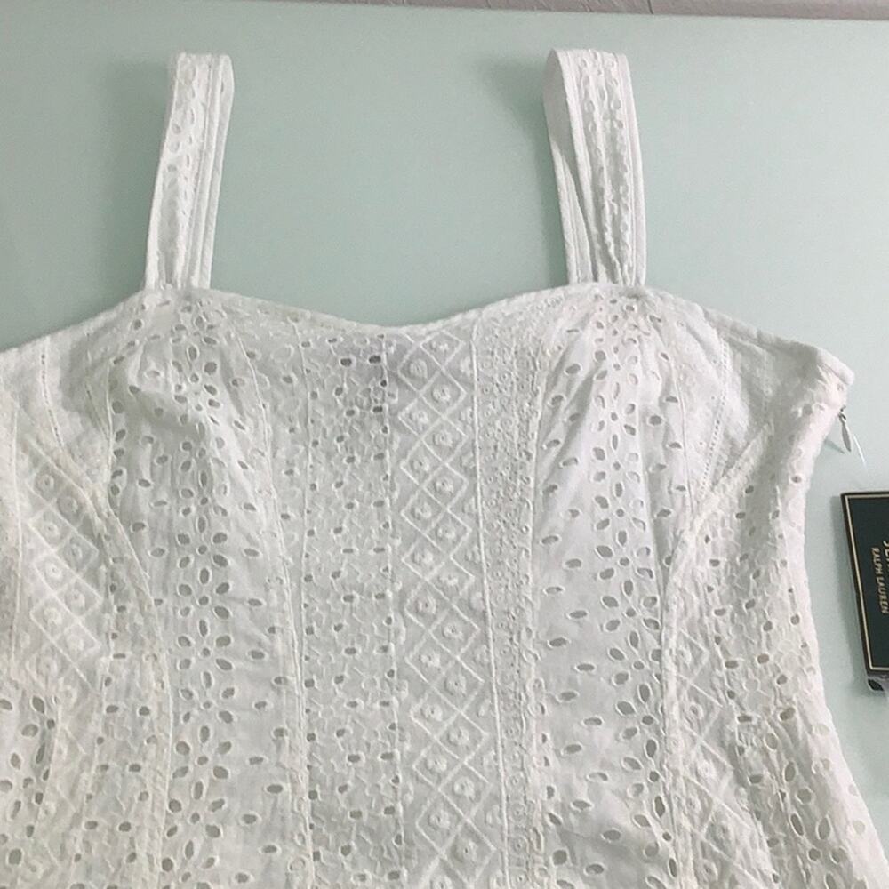 Vintage LRL Lauren Ralph Lauren white eyelet cotton fit and flare dress SZ 6 NWT - Picture 11 of 13